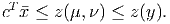 cTx ≤ z(μ, ν) ≤ z(y).
           